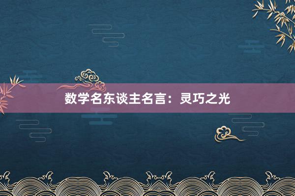 数学名东谈主名言:灵巧之光